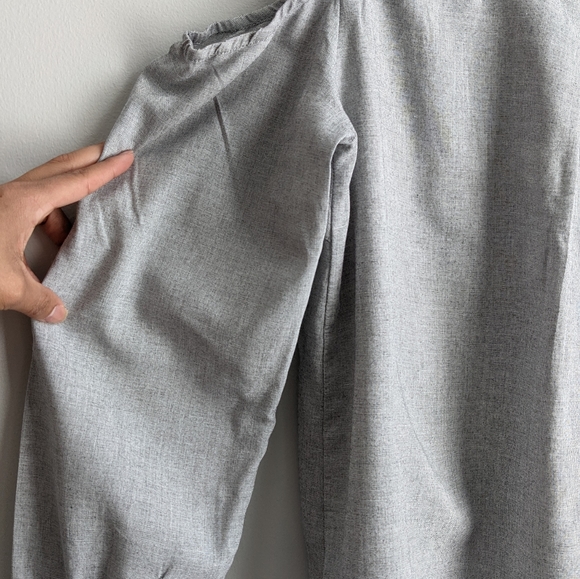 Skies are Blue Gray Cold Shoulder Button Down Top - Picture 13 of 13